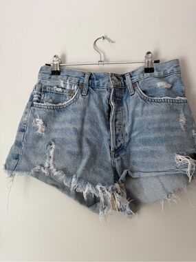 Agolde Light Blue Distressed Denim Women's Shorts